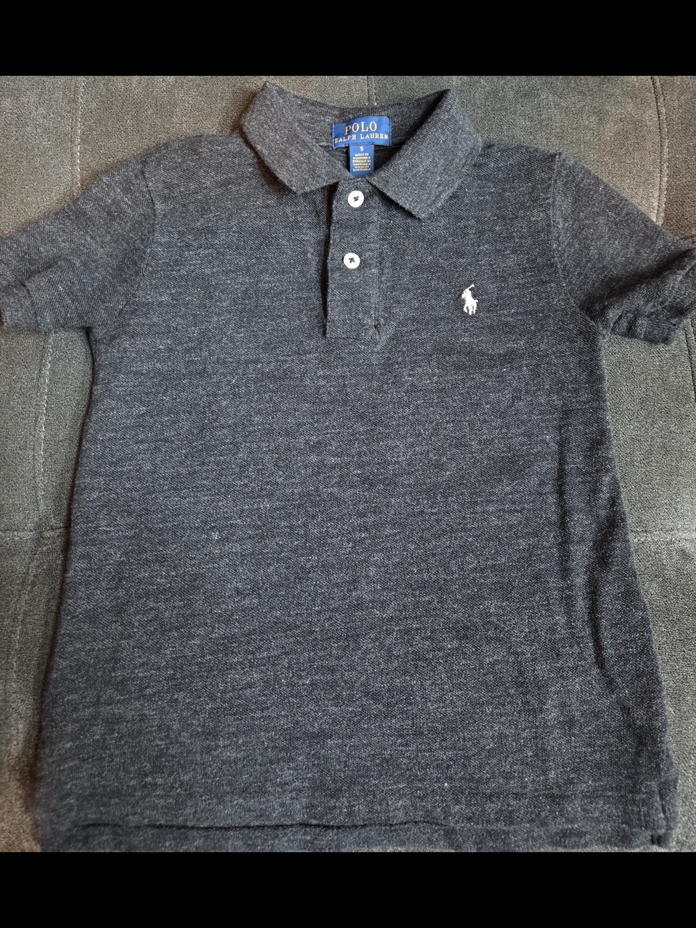 Polo by Ralph Lauren Boys' Dark Heather Gray Polo with White Pony